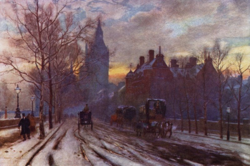 Westminsterské nábřeží (barevné lito) od Herbert Menzies (after) Marshall