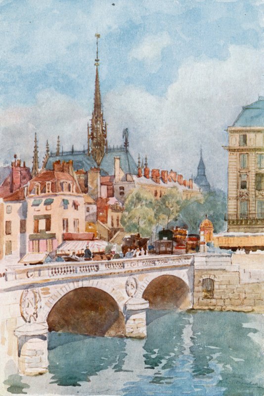 Pont St Michel a Ste Chapelle, Paříž od Herbert Menzies Marshall