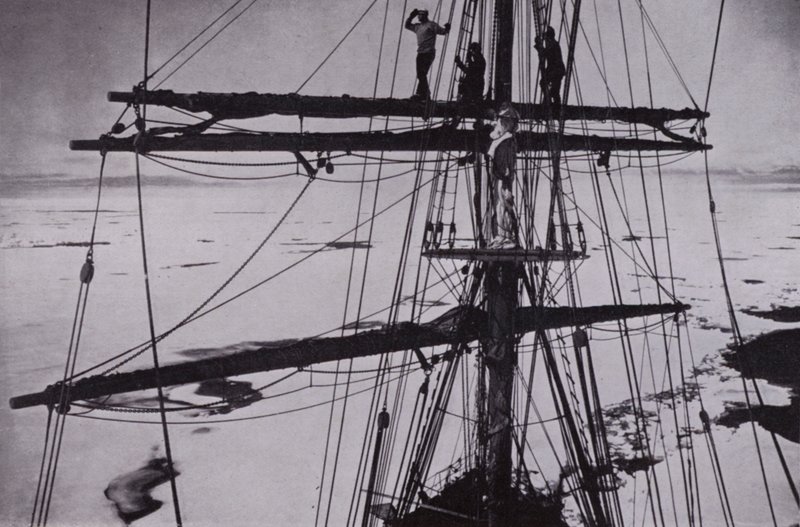 "Dvacet dní je smečka držela" (černobílá fotografie) od Herbert Ponting