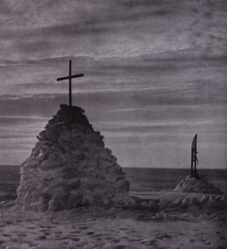 Místo odpočinku Scotta a jeho společníků (černobílá fotografie) od Herbert Ponting