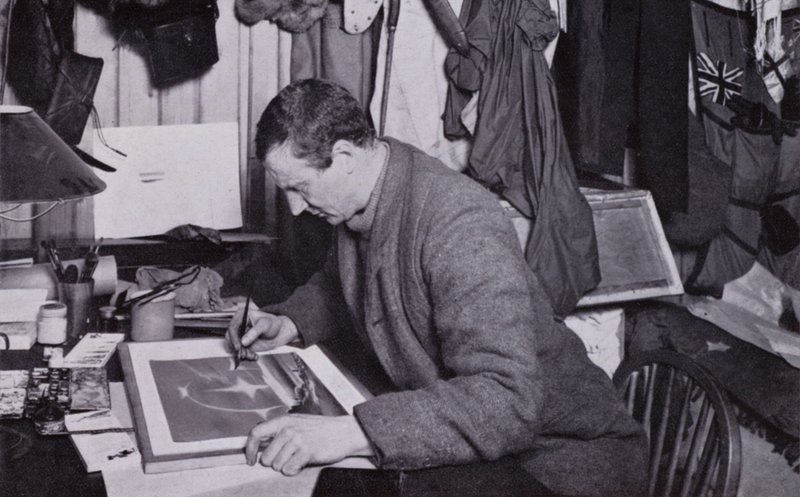 „Wilsonovi, jako umělci, existovaly kompenzace“ (černobílá fotografie) od Herbert Ponting