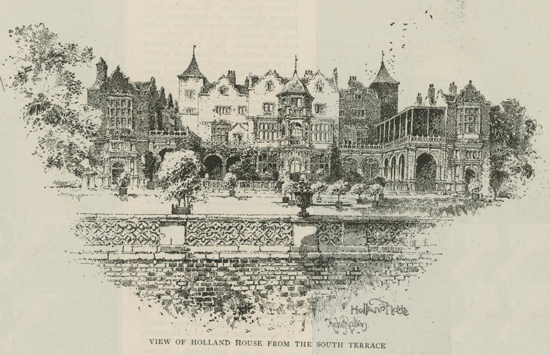 Pohled na Holland House z jižní terasy od Herbert Railton