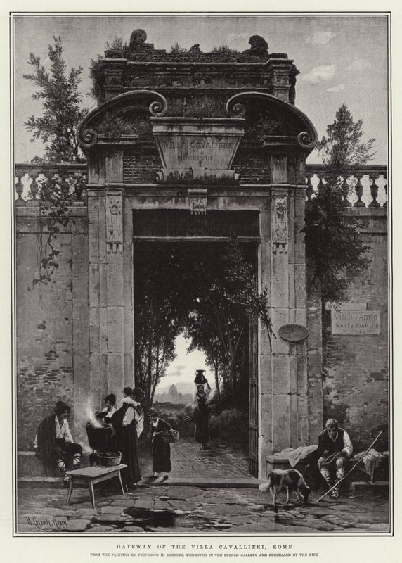 Brána Villa Cavallieri, Řím od Hermann David Salomon Corrodi