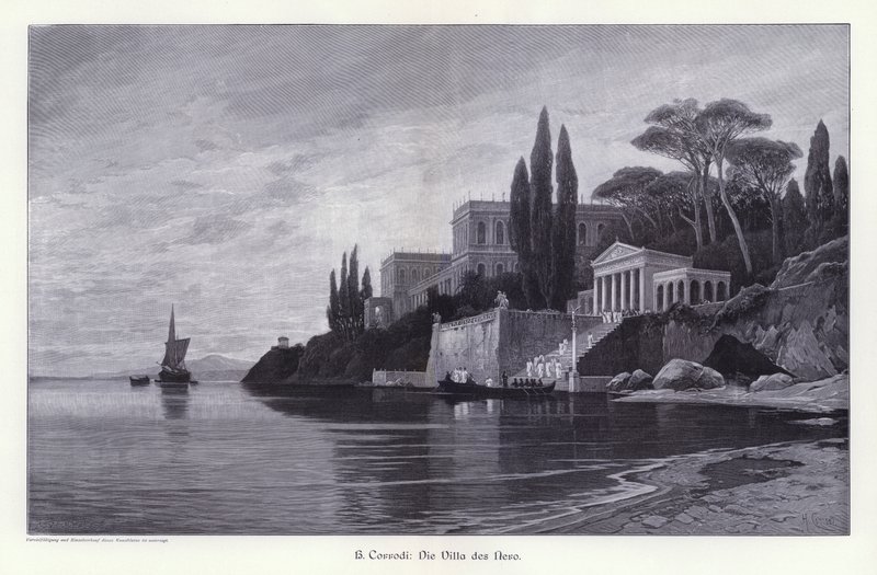 The Villa of Nero (rytina) od Herman David Salomon Corrodi