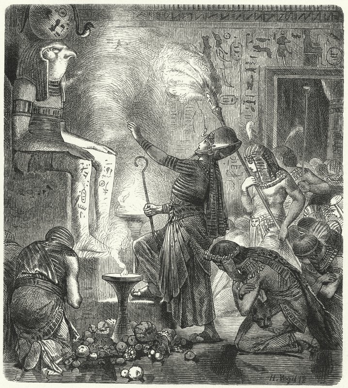Mladý egyptský faraon v chrámu od Hermann Vogel