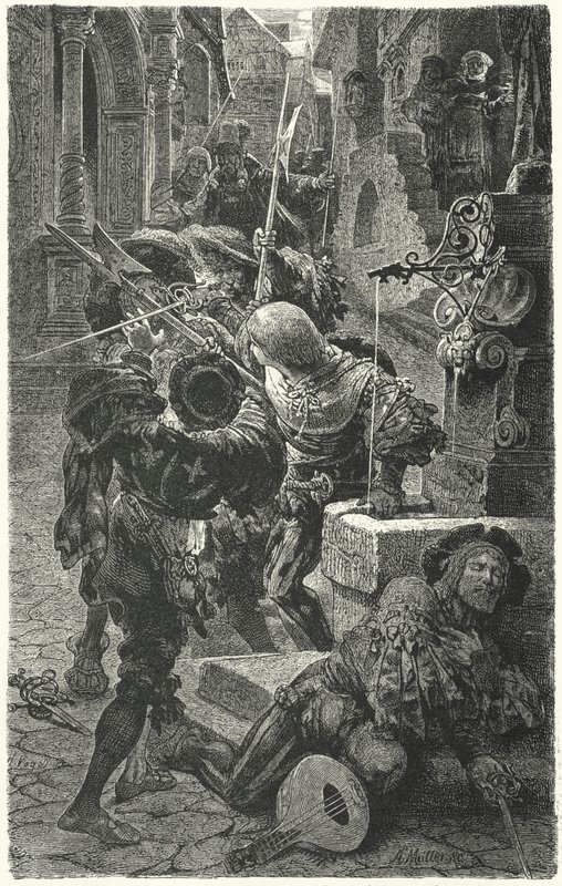 Střet mezi studenty a landsknechty v Erfurtu, 1510 od Hermann Vogel