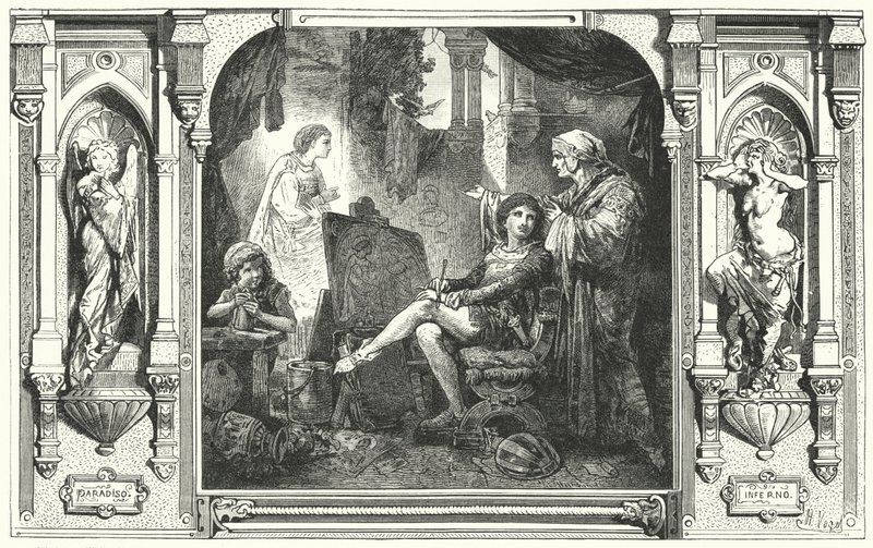 Dante Alighieri v ateliéru Giotto, 14. století od Hermann Vogel