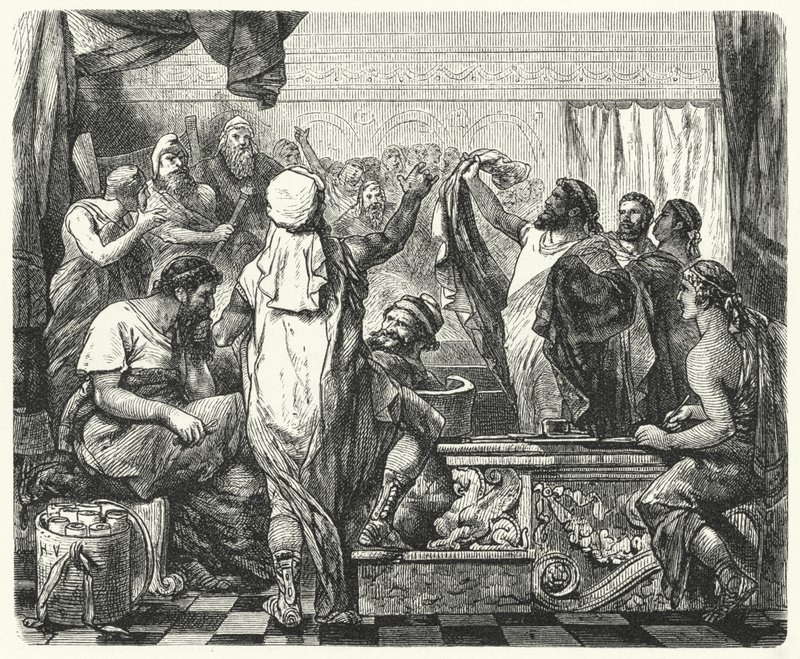 Fabius Maximus vyhlašuje Kartágincům válku, 218 př. Kr od Hermann Vogel