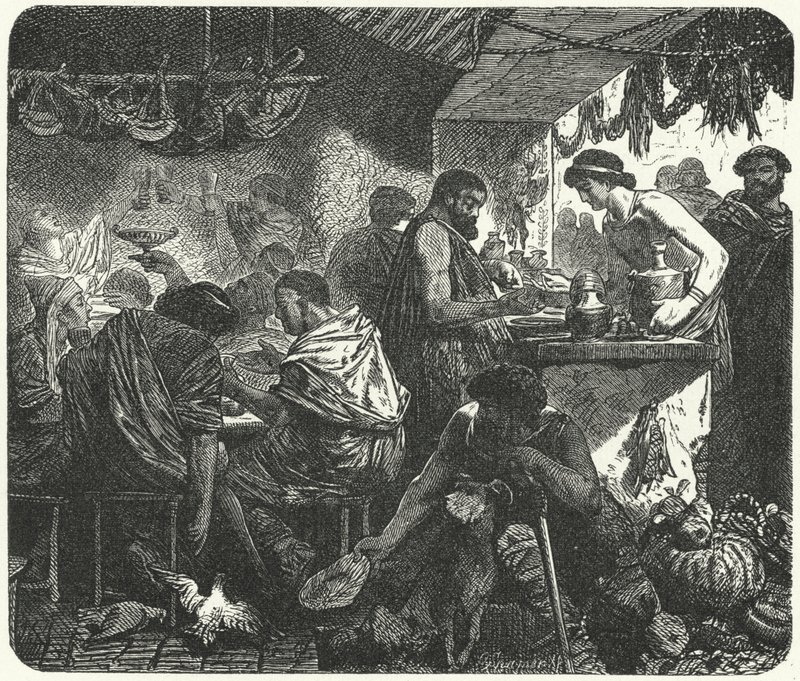 Scéna v hospodě ve starověkém Římě od Hermann Vogel