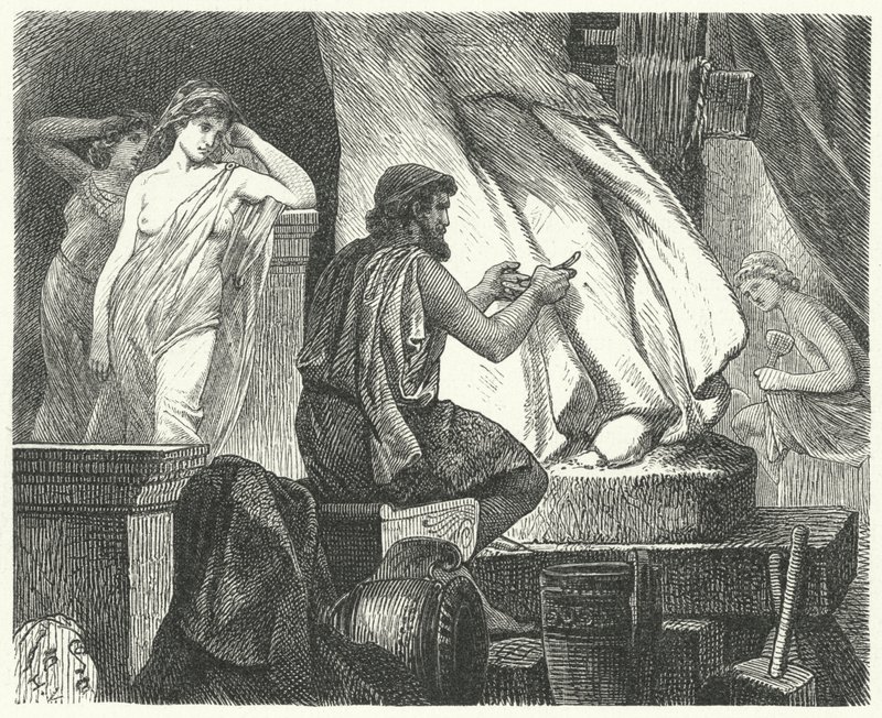 Ateliér athénského sochaře Praxitelese od Hermann Vogel