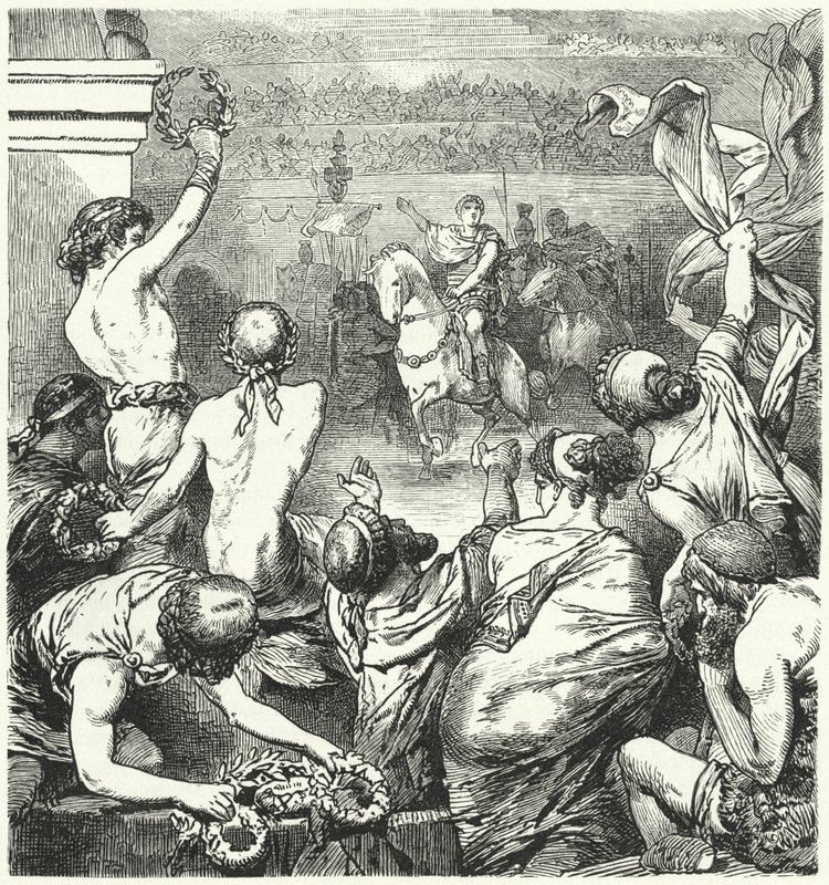 Titus Quinctius Flaminius vyhlašuje svobodu řeckých států, 196 př.n.l od Hermann Vogel