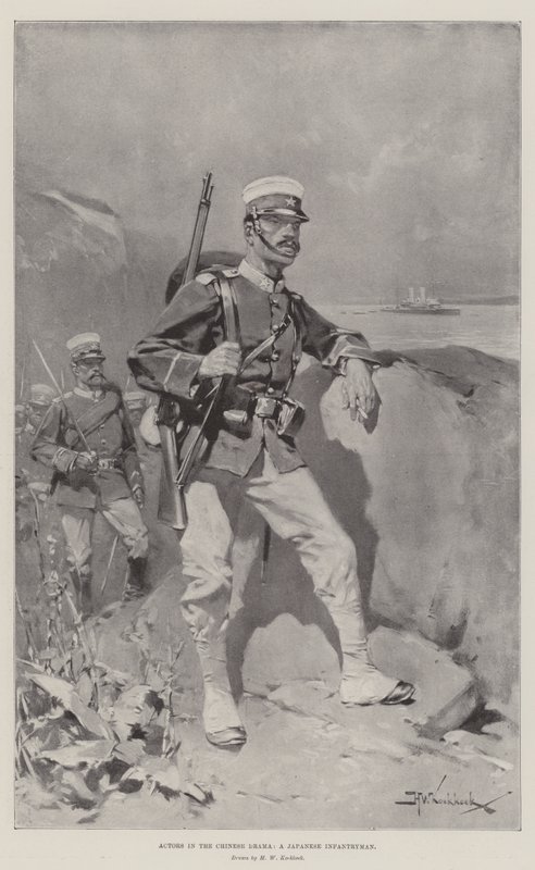 Herci v čínském dramatu, japonský pěšák od Hermanus Willem Koekkoek