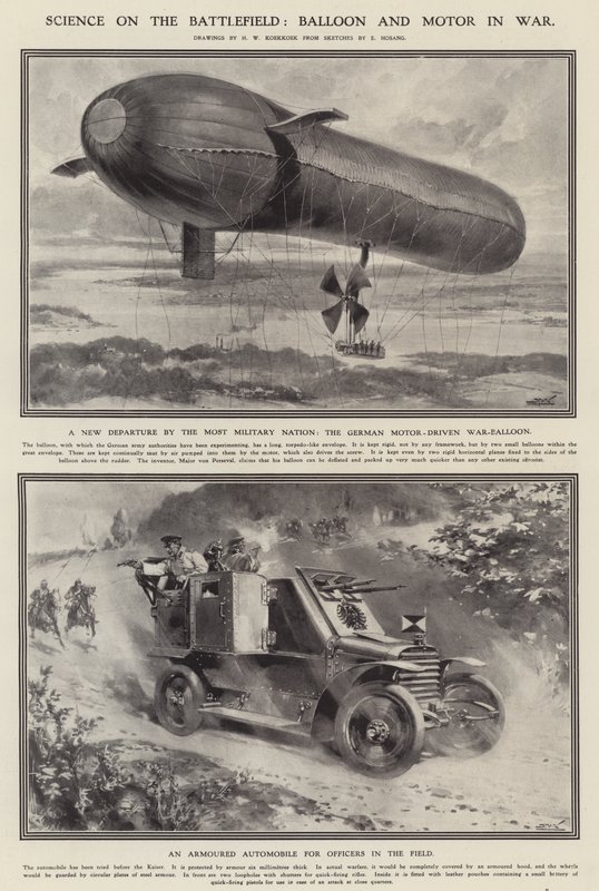 Věda na bitevním poli: balón a motor ve válce (litho) od Hermanus Willem (after) Koekkoek