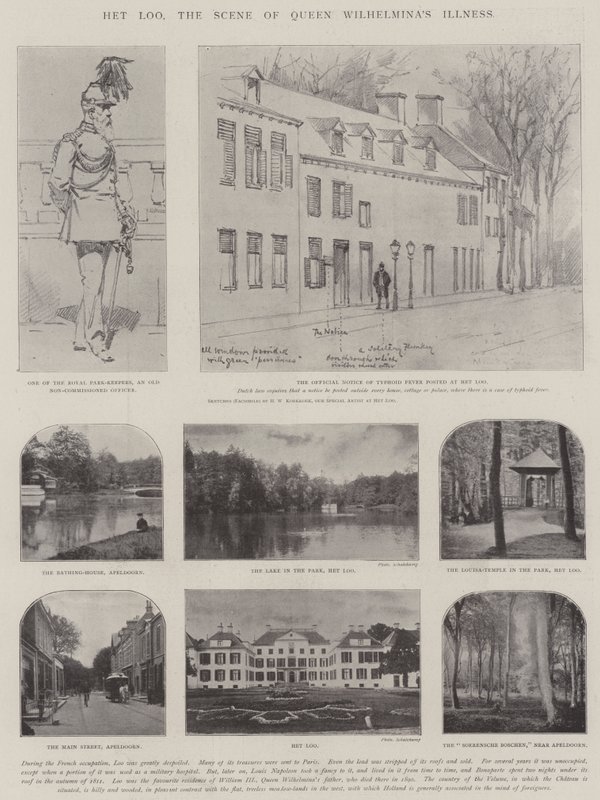 Het Loo, scéna nemoci královny Wilhelminy od Hermanus Willem Koekkoek