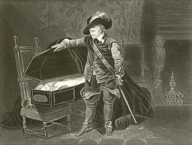 Cromwell si prohlíží mrtvé tělo Karla I od Hippolyte Delaroche