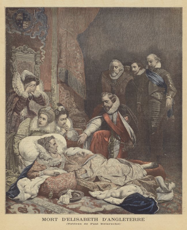 Smrt Alžběty I., královny Anglie od Hippolyte Delaroche