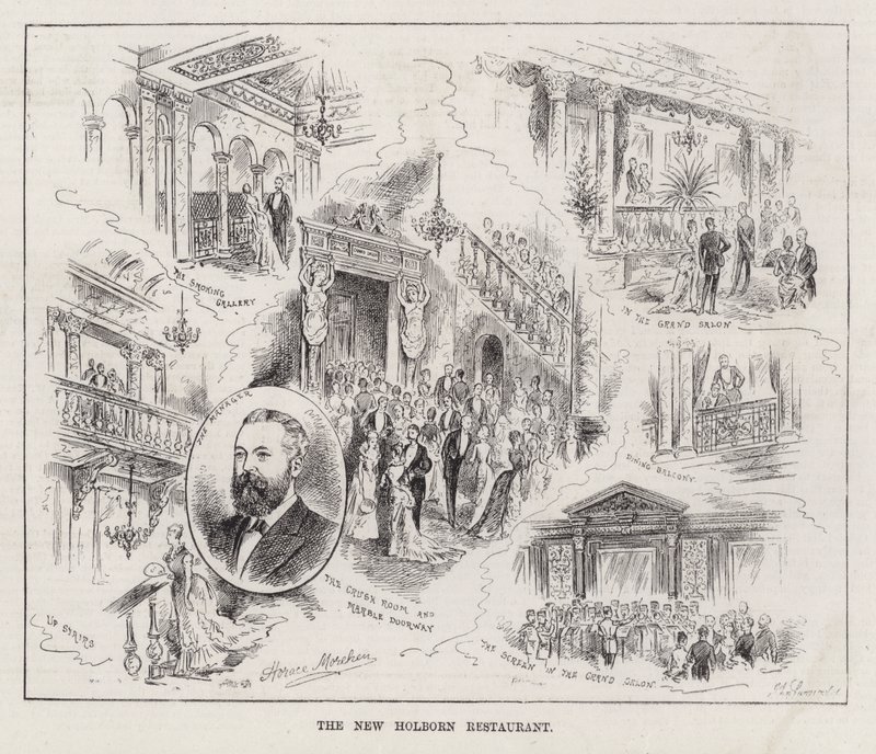 Restaurace The New Holborn (rytina) od Horace Morehen
