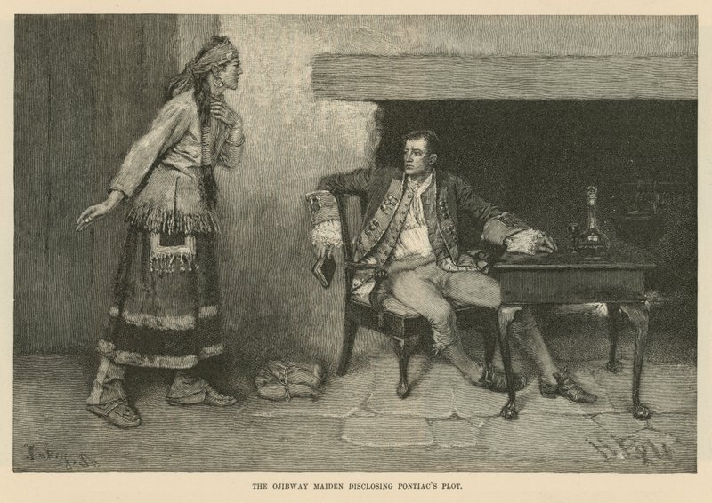 Odžibvejská dívka odhalující Pontiacovo spiknutí od Howard Pyle