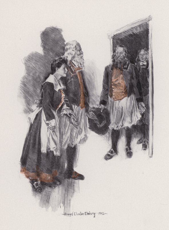 Ilustrace k Evangeline, A Tale of Arcadie, Henry Wadsworth Longfellow (litho) od Howard Chandler (after) Christy