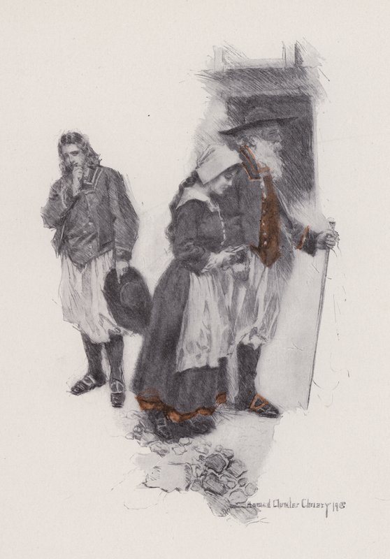 Ilustrace k Evangeline, A Tale of Arcadie, Henry Wadsworth Longfellow (litho) od Howard Chandler (after) Christy