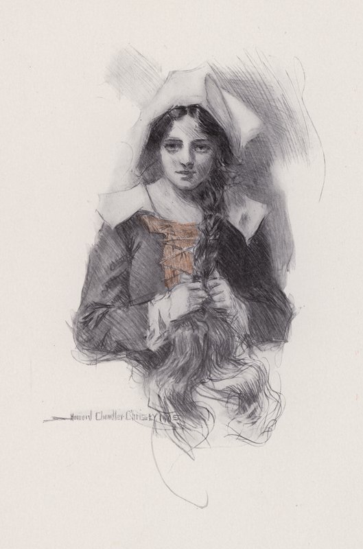 Ilustrace k Evangeline, A Tale of Arcadie, Henry Wadsworth Longfellow (litho) od Howard Chandler (after) Christy