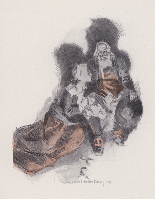 Ilustrace k Evangeline, A Tale of Arcadie, Henry Wadsworth Longfellow (litho) od Howard Chandler (after) Christy