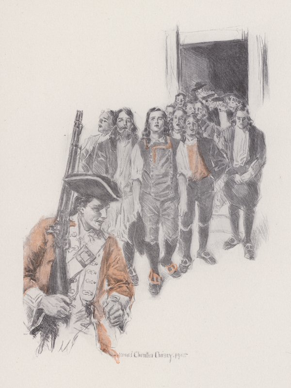Ilustrace k Evangeline, A Tale of Arcadie, Henry Wadsworth Longfellow (litho) od Howard Chandler (after) Christy