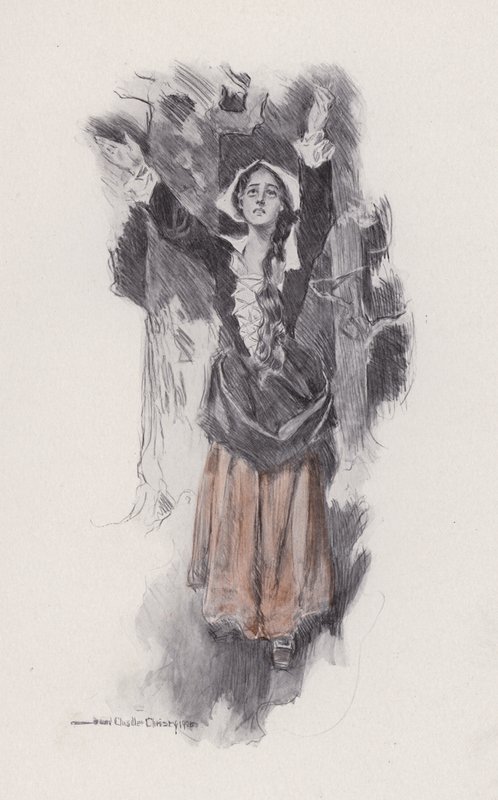 Ilustrace k Evangeline, A Tale of Arcadie, Henry Wadsworth Longfellow (litho) od Howard Chandler (after) Christy