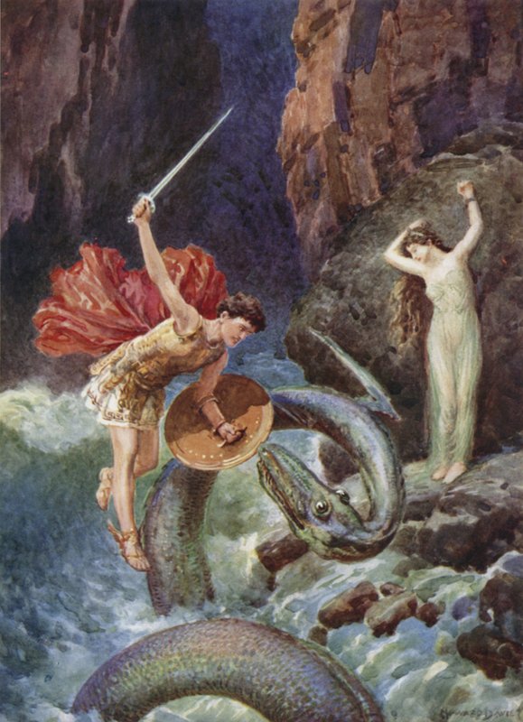 Z výšky vzduchu padl Perseus. Z toho, jak Perseus přišel do Etiopie (barevné lito) od Howard Davie