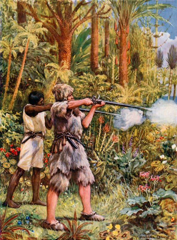 Ilustrace pro Robinsona Crusoe od Howard Davie