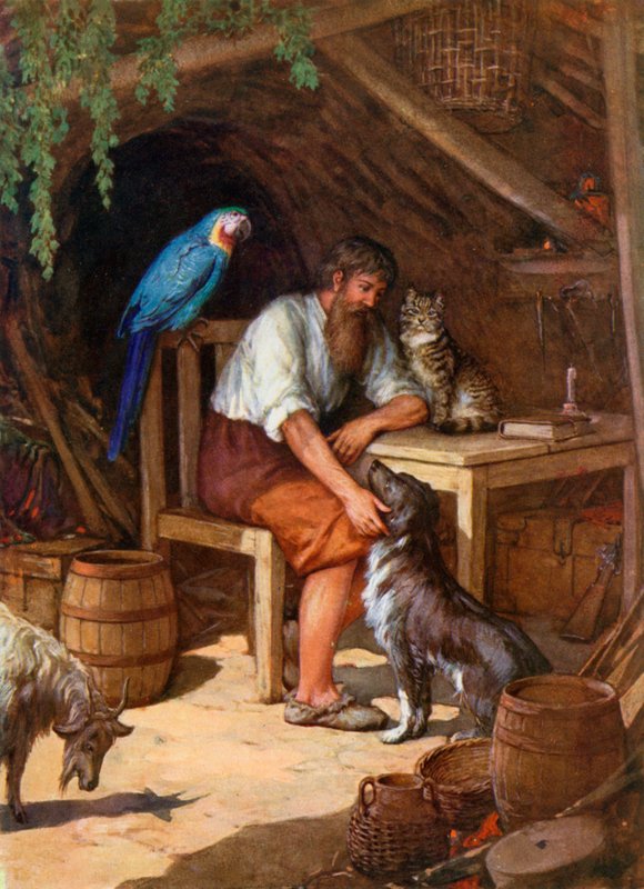 Ilustrace pro Robinsona Crusoe od Howard Davie