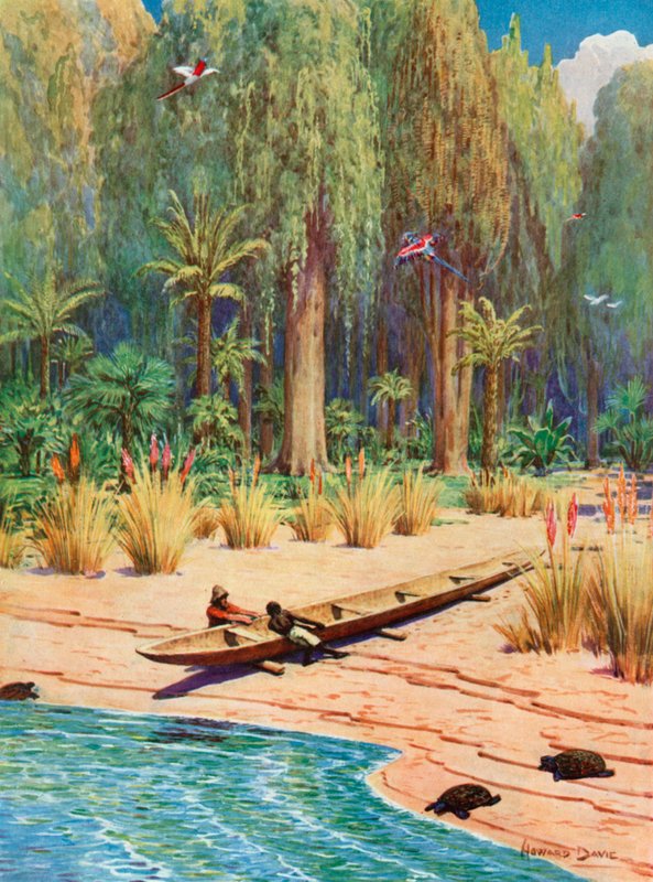 Ilustrace pro Robinsona Crusoe od Howard Davie