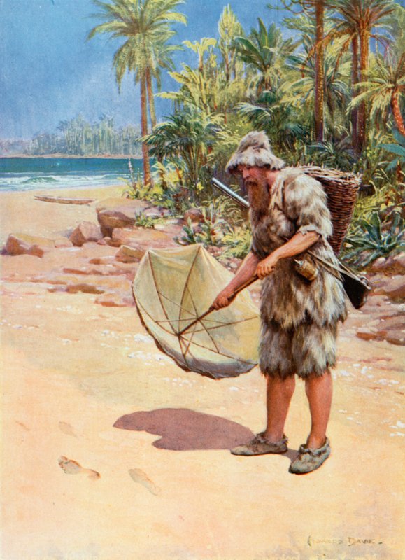 Ilustrace pro Robinsona Crusoe od Howard Davie