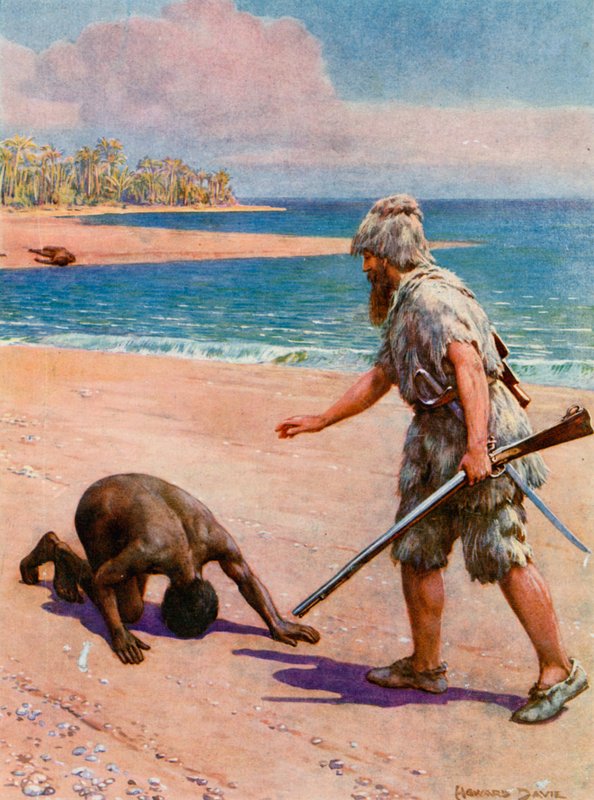 Ilustrace pro Robinsona Crusoe od Howard Davie
