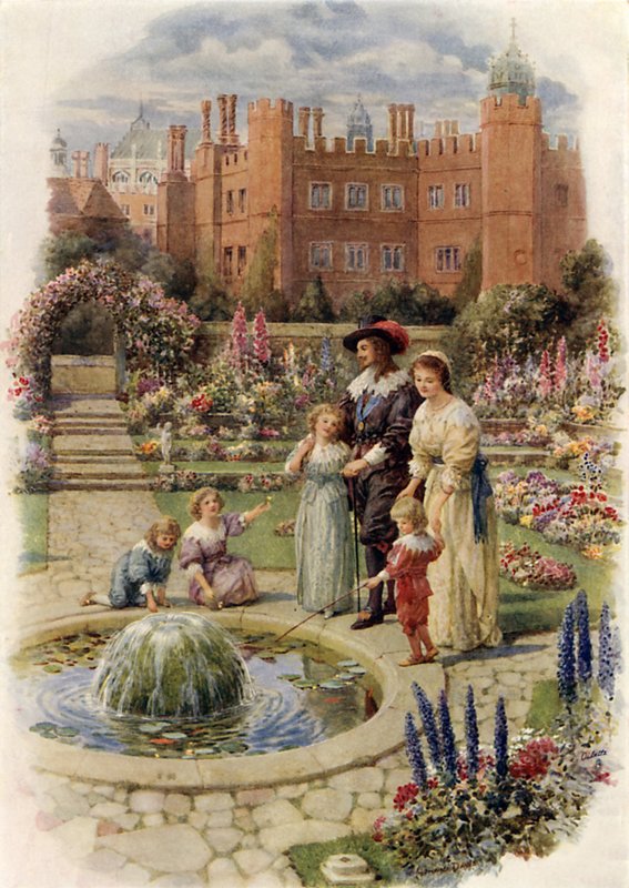 Král Karel I. a královna Henrietta v Hampton Court (barevné lito) od Howard Davie