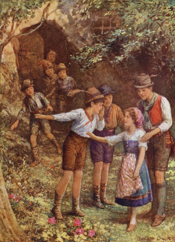 Mortella a jejích sedm bratrů, z "Dítě z myrtového stromu" (barva litho) od Howard Davie