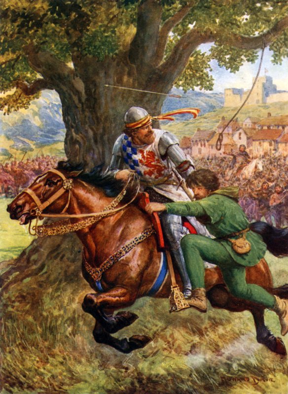 „Robin Hood zachraňuje malého Johna“ (barevné lito) od Howard Davie
