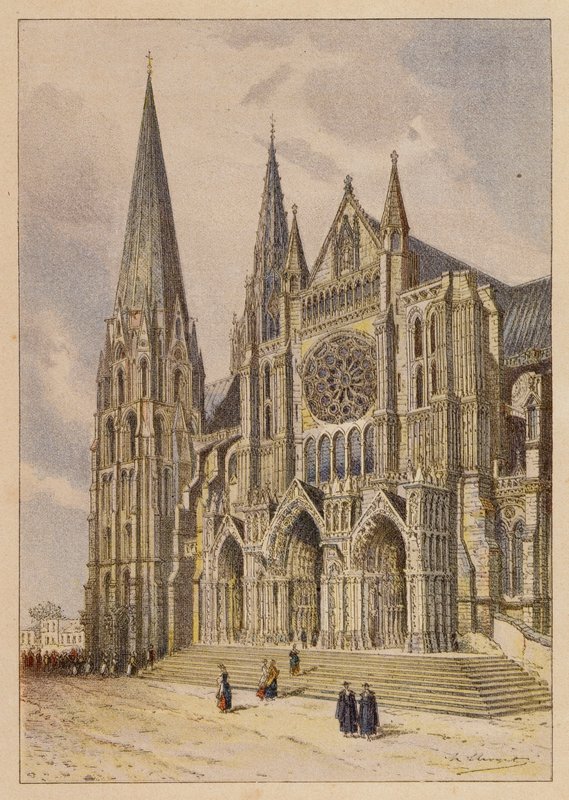 Notre-Dame De Chartres (barevná litografie) od Hubert Clerget