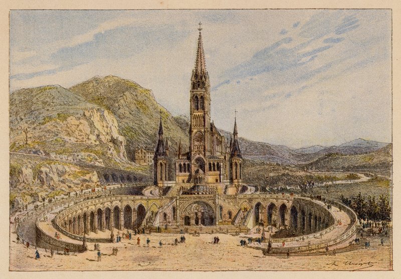 Notre-Dame De Lourdes (barevná litografie) od Hubert Clerget
