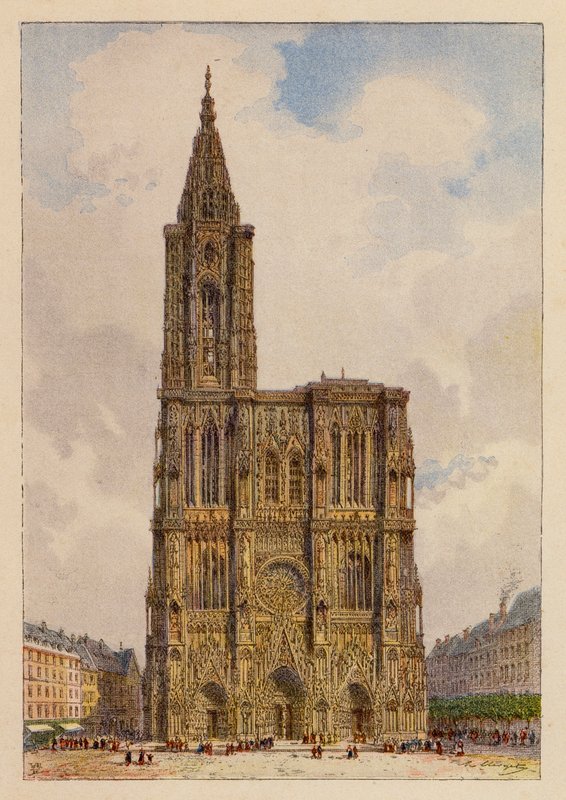 Notre-Dame De Strasbourg (barevná litografie) od Hubert Clerget