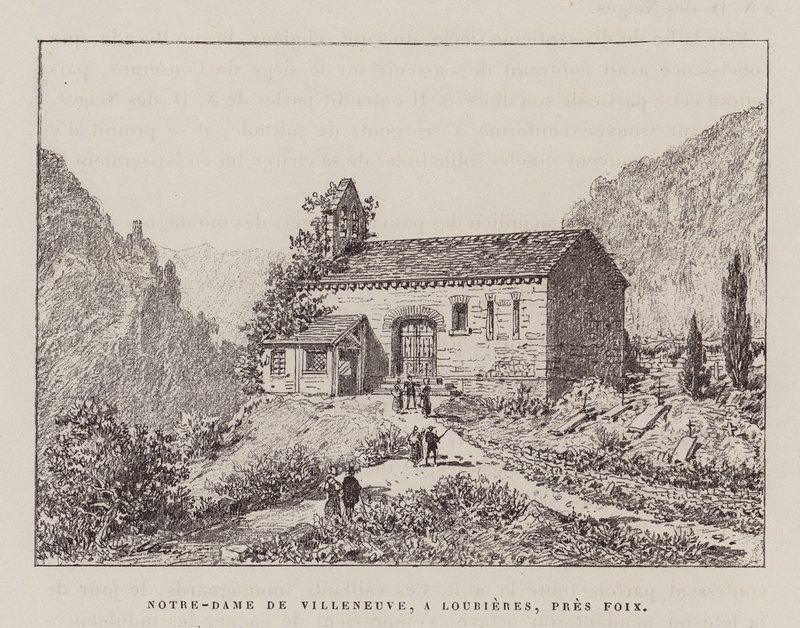 Notre-Dame De Villeneuve, A Lourieres, Pres Foix (rytina) od Hubert Clerget