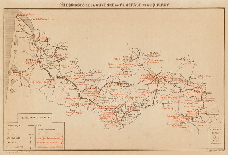 Pelerinages De La Guyenne Du Rouergue Et Du Quercy (barevná litografie) od Hubert Clerget