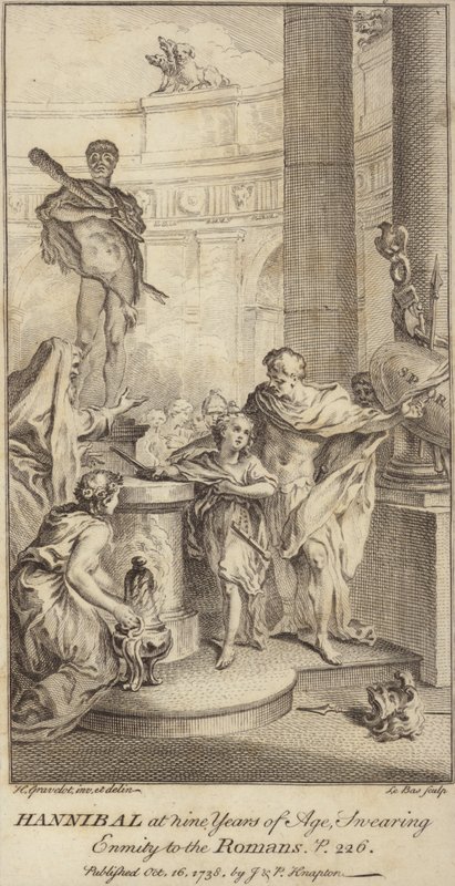 Hannibal v devíti letech přísahal nepřátelství Římanům od Hubert Francois Gravelot