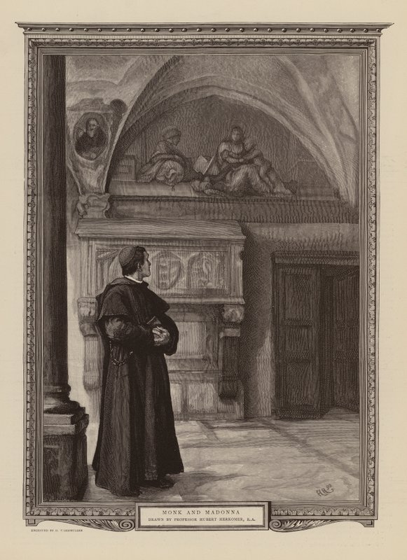 Mnich a Madona (rytina) od Hubert von (after) Herkomer