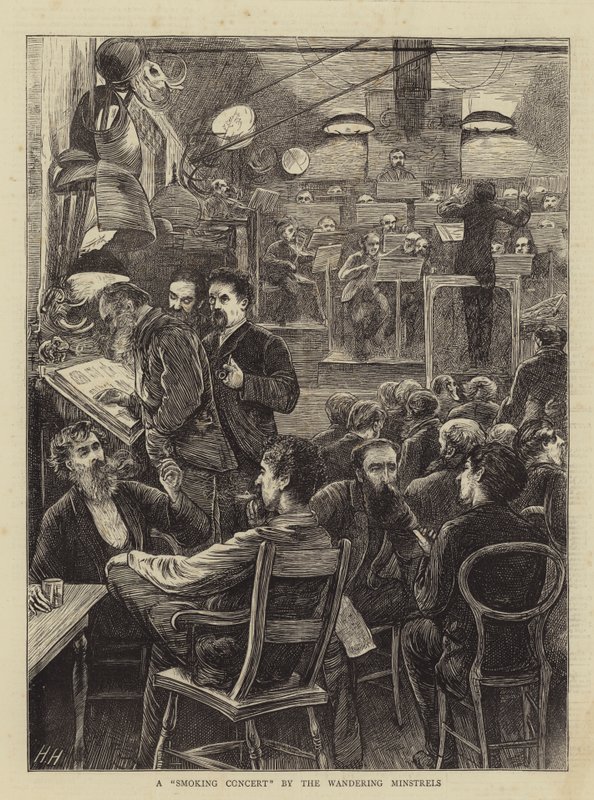 Kuřácký koncert potulných minstrelů od Hubert von Herkomer