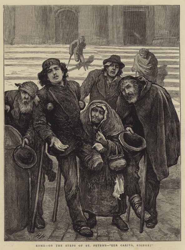 Řím, na schodech svatého Petra, Per Carita, Signori od Hubert von Herkomer
