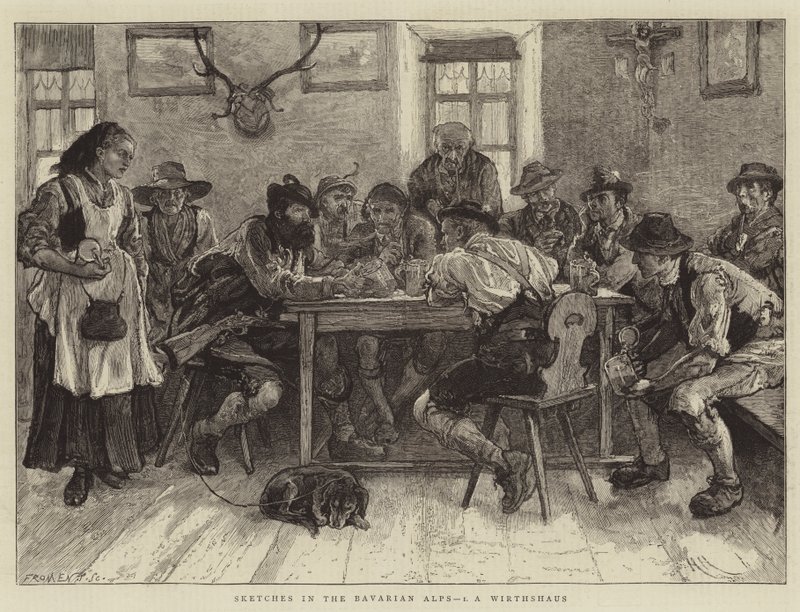 Skici v Bavorských Alpách, IN, Wirtshaus od Hubert von Herkomer