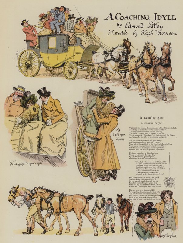 Koučovací idyla, Edmund Petley (chromolitho) od Hugh Thomson