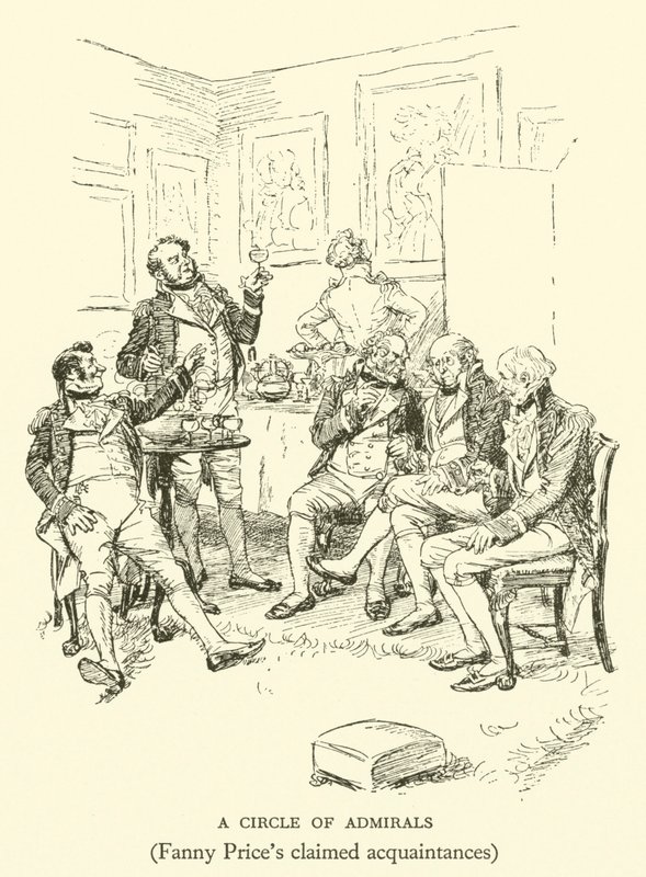 Kruh admirálů, známí Fanny Priceové (rytina) od Hugh Thomson