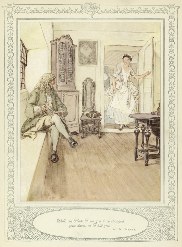 Ilustrace k Goldsmithově knize She Stoops to Conquer (Ona se snaží zvítězit) od Hugh Thomson